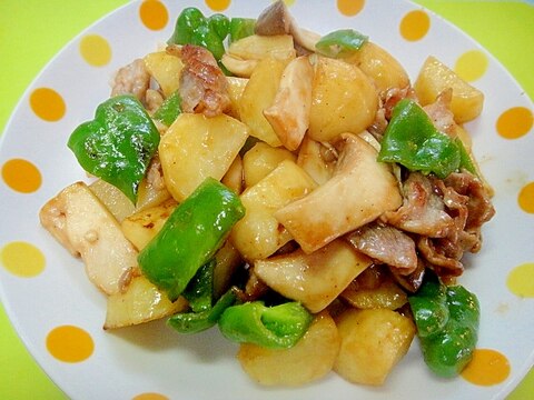 じゃがいもとエリンギ豚肉のオイスター炒め